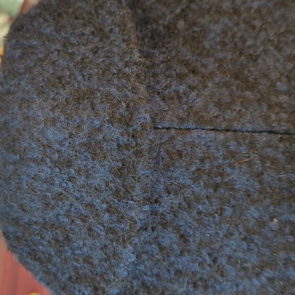 Anne Klein Pea Coat Cobalt Blue Wool Blend Nubby Tweed Full Length Sz S - Picture 5 of 11